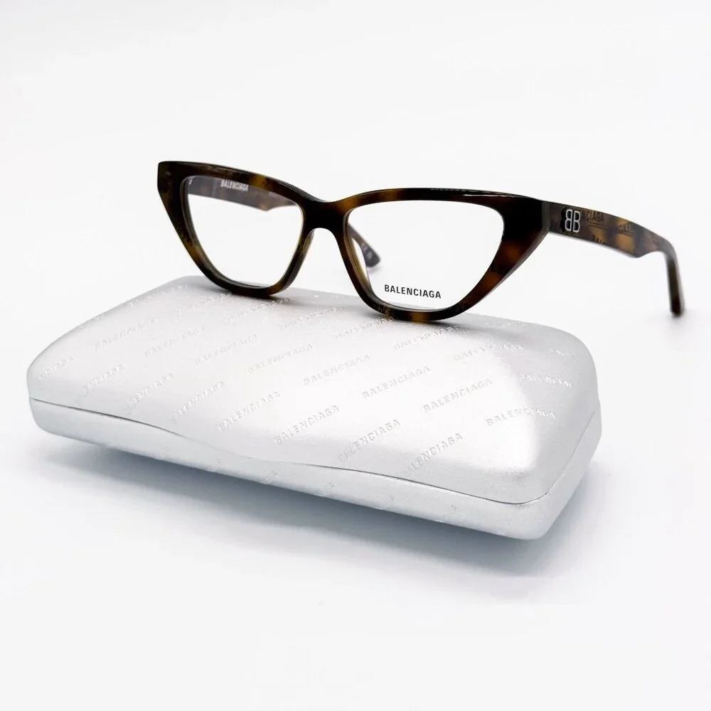 NEW BALENCIAGA EYEGLASSES BB0128O 005 CAT EYE DARK HAVANA WOMEN EYEWEAR BALENCIA